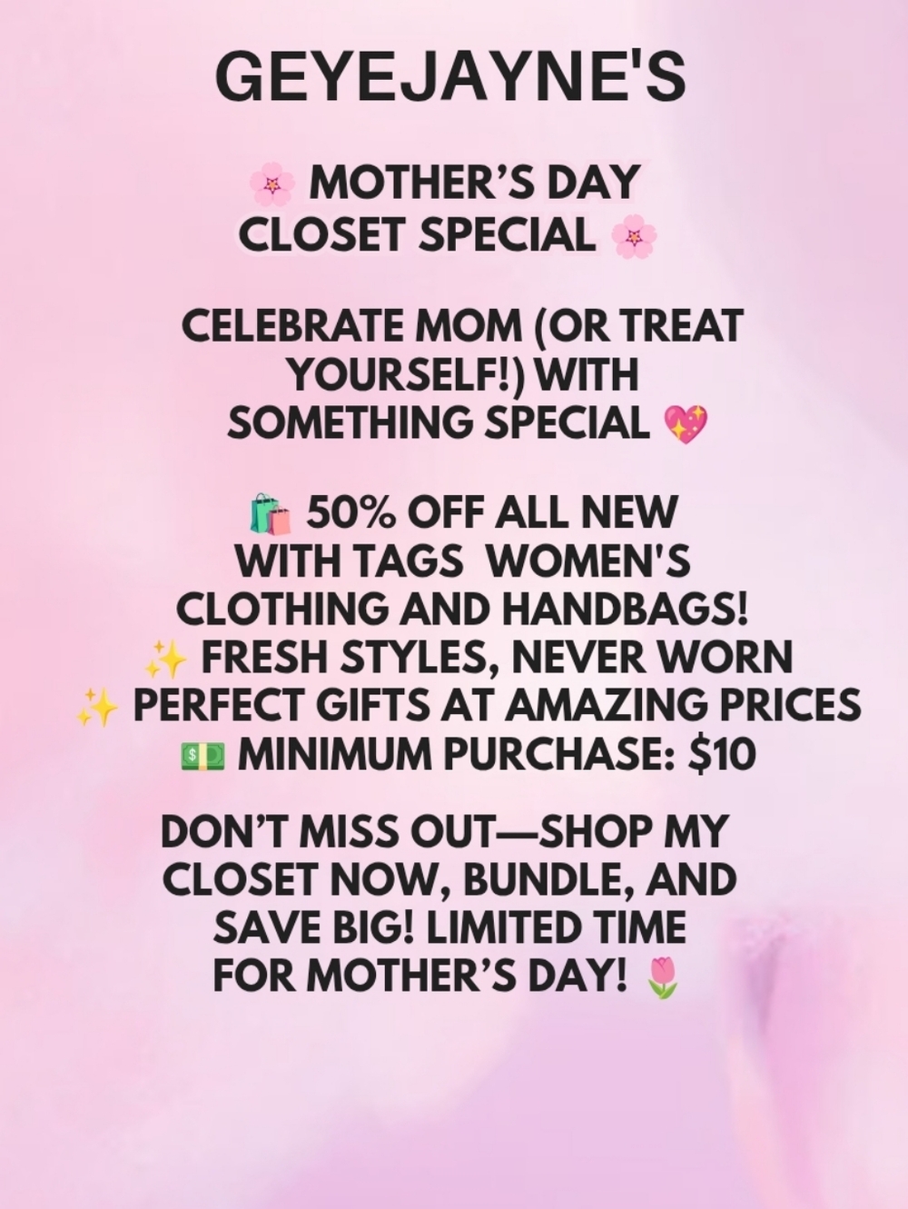 Mother’s Day 50% Off Closet Sale | NWT Clothing & Handbags